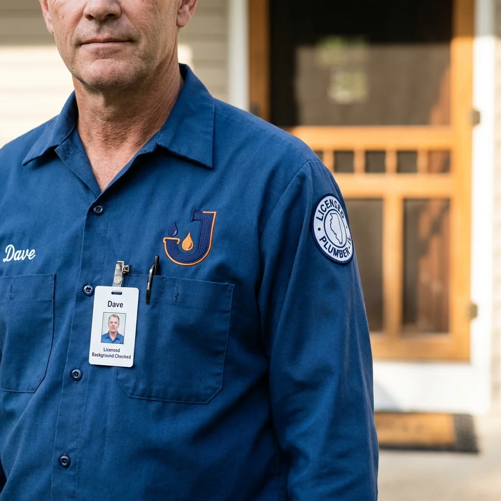 Licensed plumber showing ID badge in Scotland, PA